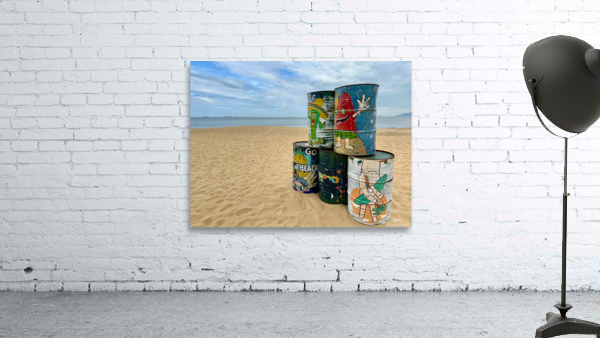 Painted Barrels on the Beach Wall Preview