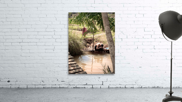 Lady Washing her Hair in the River Wall Preview
