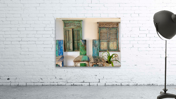 Blue  Green Old Wooden Furniture Wall Preview