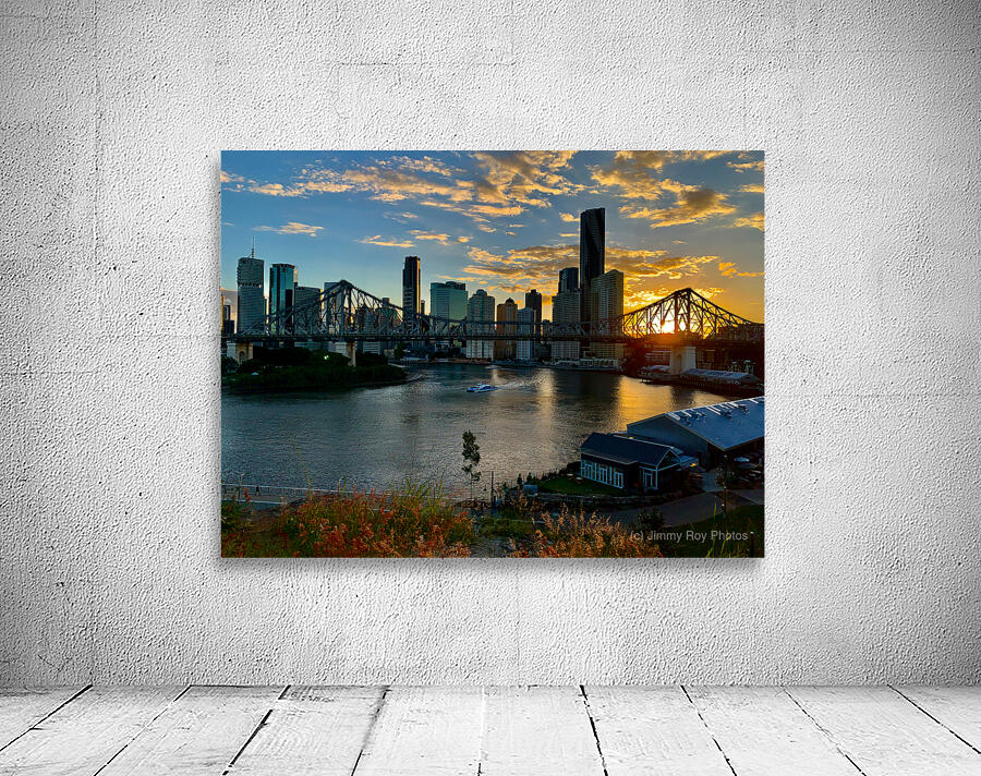 Brisbane Bridge at Sunset 2 Wall Preview