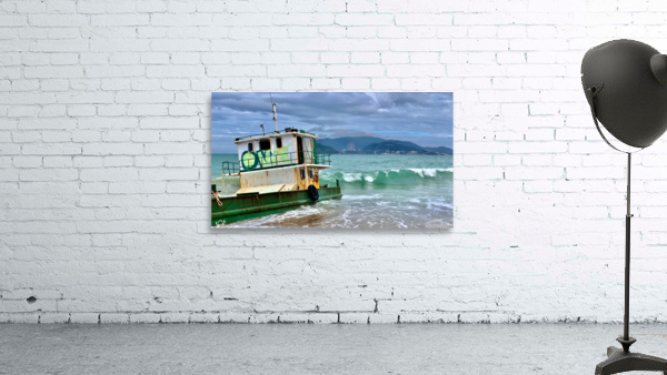 Green Boat on the Beach Wall Preview
