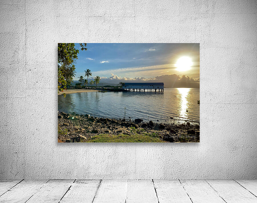 Long House on the Water at Sunset Wall Preview