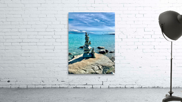 Rock Balancing in Front of the Lake Wall Preview