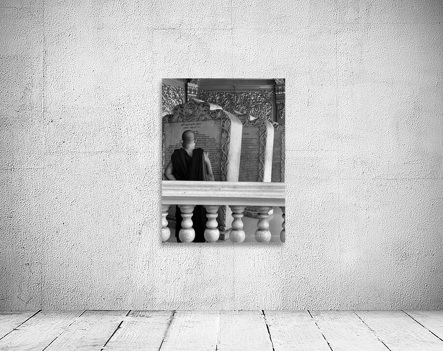 Monk Reading Stone Writings Wall Preview