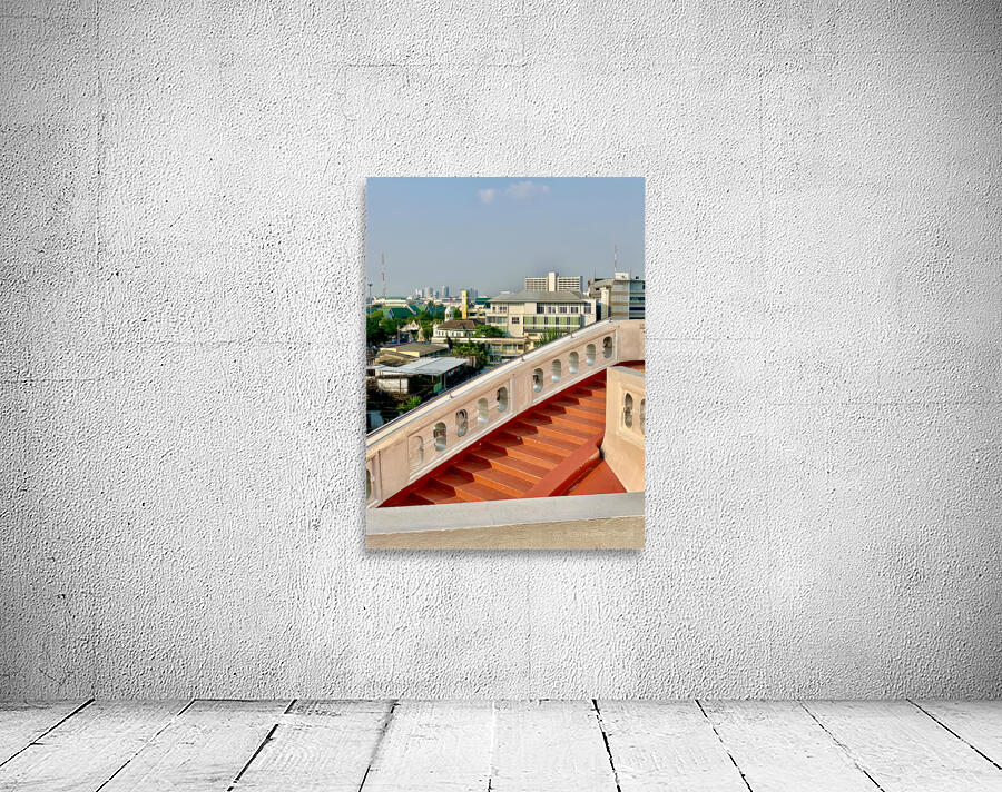 Golden Mount Temple Orange Stairs Bangkok Wall Preview