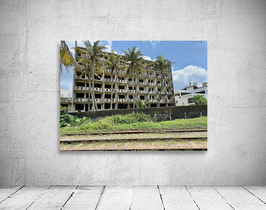 Abandoned Building with Palm Trees Wall Preview