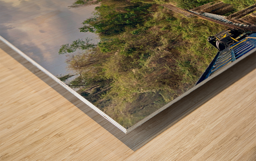 Toy Train by the Mountain Wood print