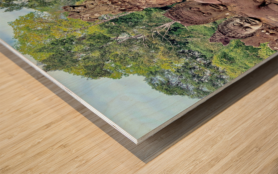 Angkor Wat Statues Row Wood print