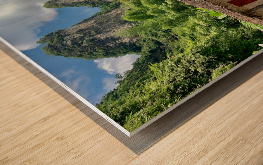 Stone Houses by the Mountain Wood print