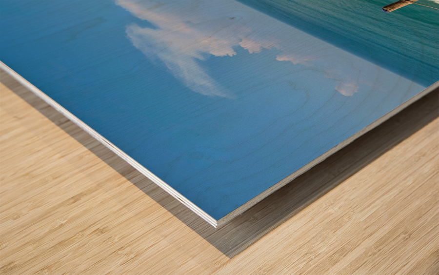 Beach Down the Cliff Wood print