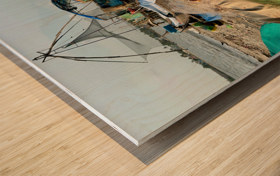 Fishing Boats on the Beach Wood print