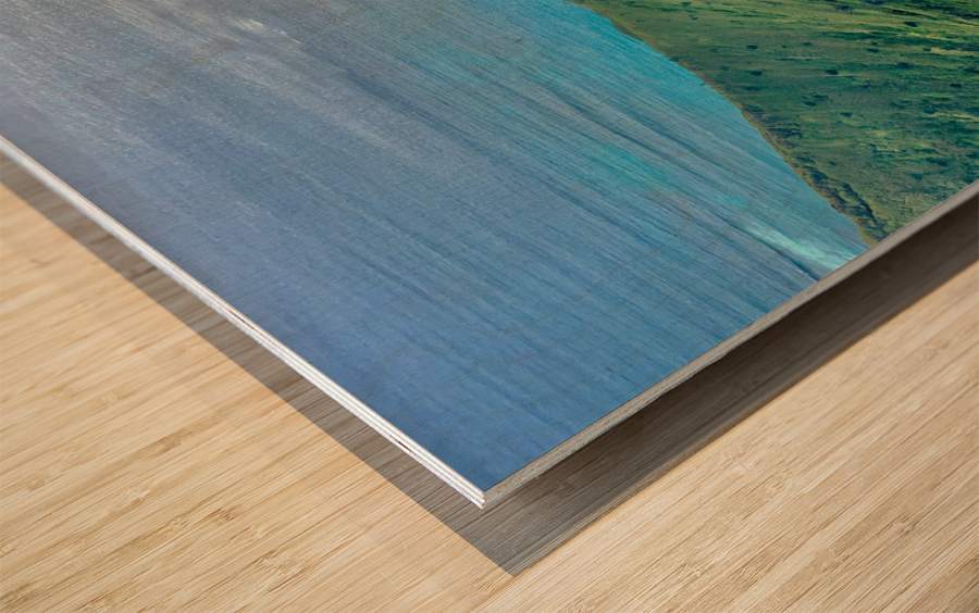 Mountain Peak on the Ocean Wood print