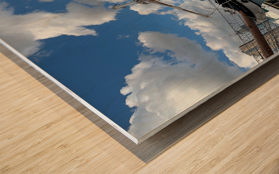 Boat in the City Wood print