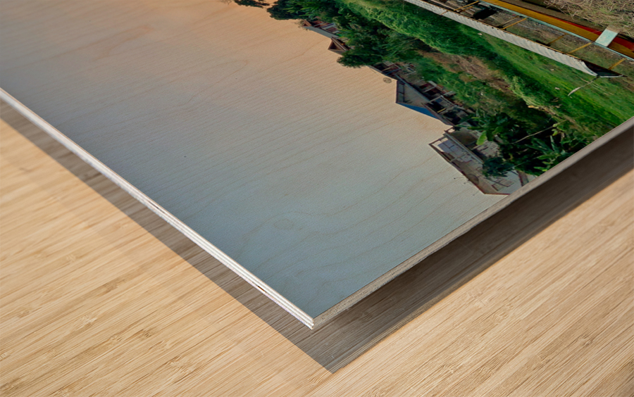 Sunset Boat Wood print