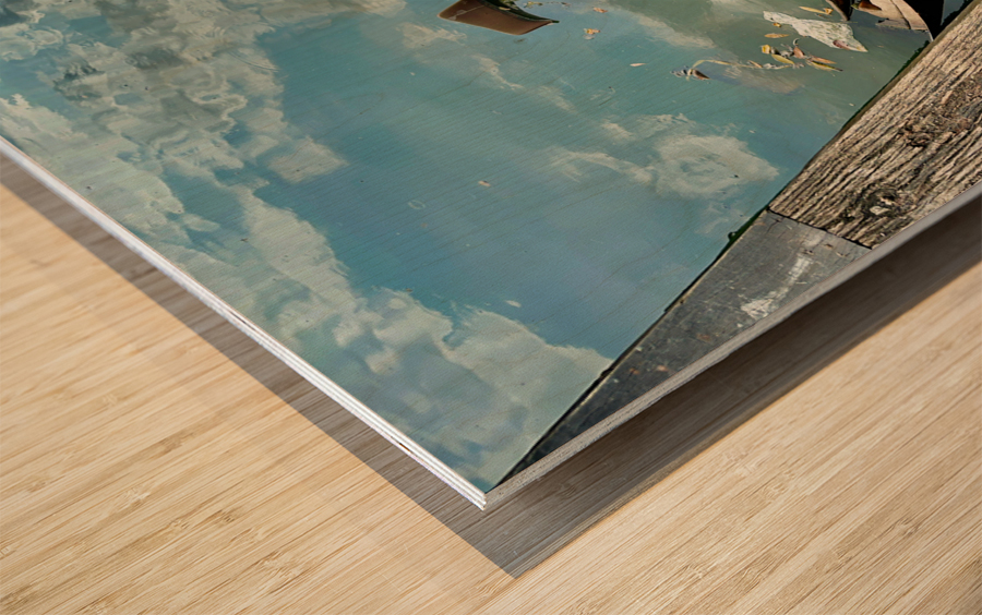 Sinking Boat Reflections Wood print