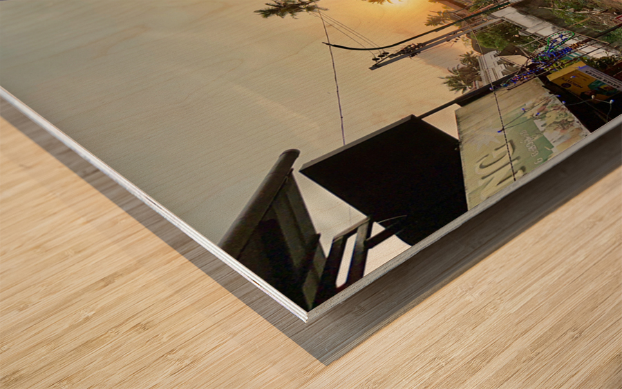 Sunset Street Wood print