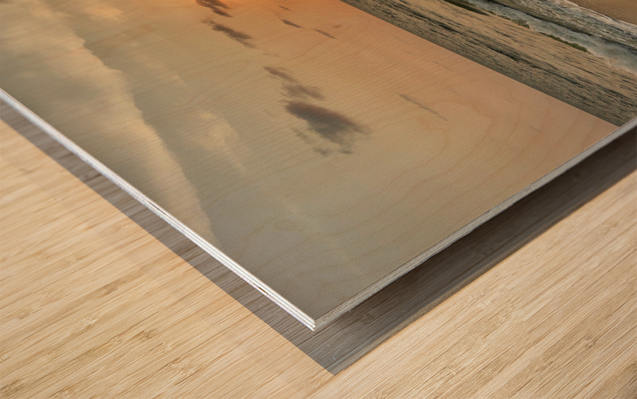 Sunset by the Beach Wood print