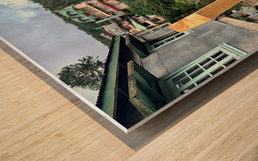 The Blue Bus of the Village Impression sur bois