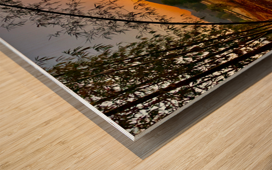 Sunset Behind the Mountain Wood print