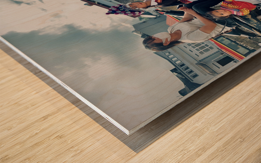 Bac Ha Market Family in Vietnam Wood print