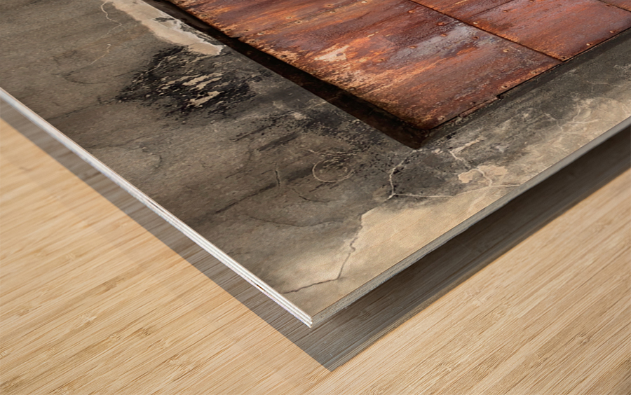 Blocked Metal Window Wood print