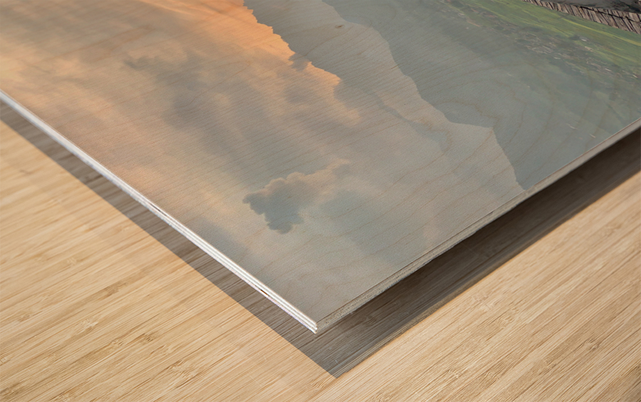 Far Away Sunset Wood print