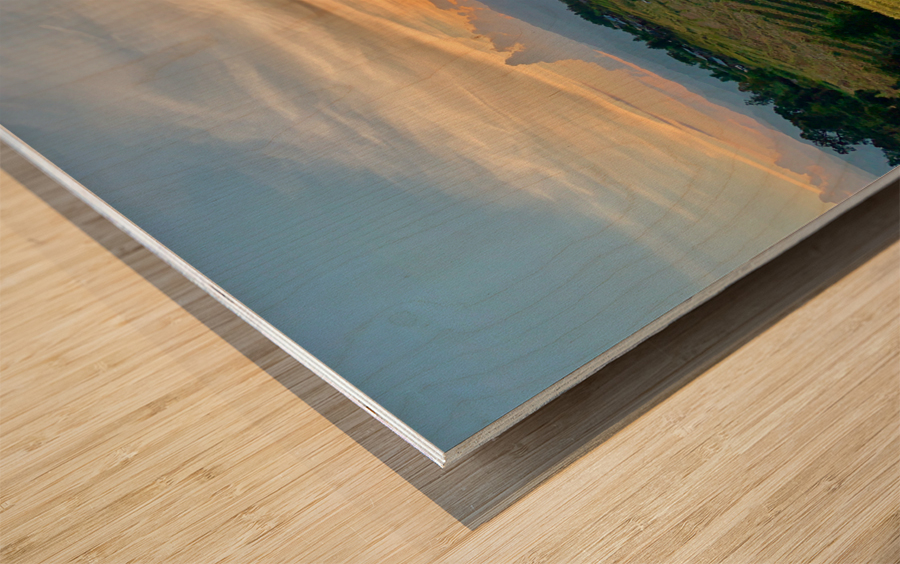 Sunset Over the Rice Fields 2 Wood print