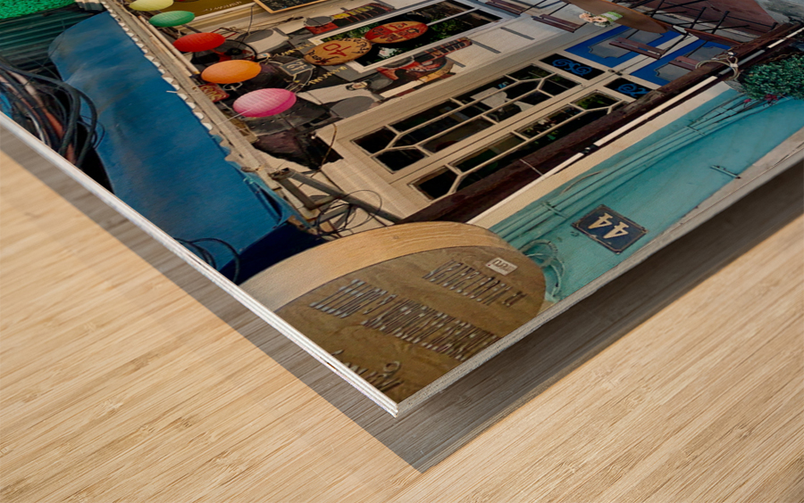 Coffee Shops by the Railroad Wood print