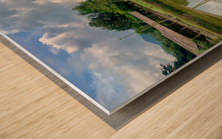 Farm Reflection on the Lake Wood print