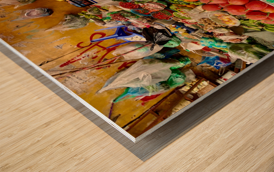 Fruits and Vegetables for Sale Wood print