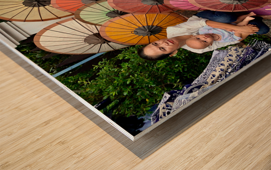 Selling Umbrellas Wood print