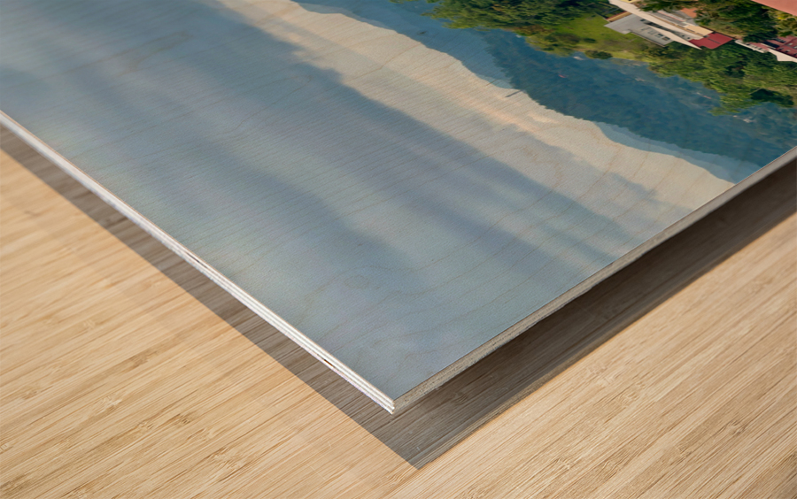 Mountains passed the Roof Wood print