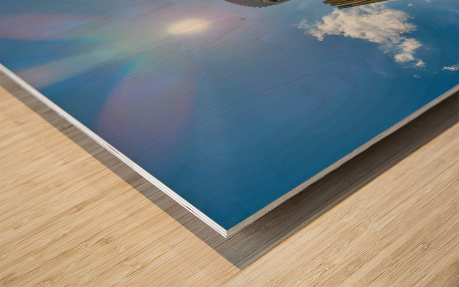 Sun Over Golden Buddha Wood print