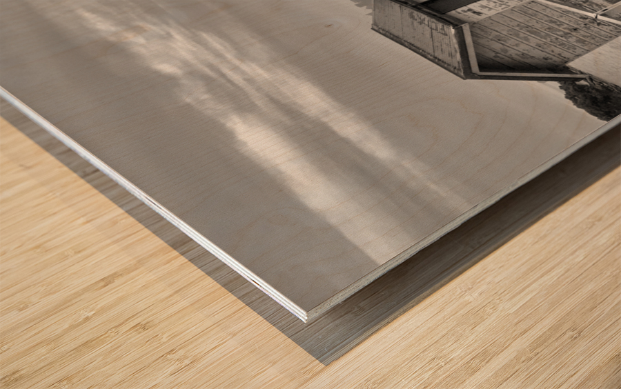 BW Shack on the Water Wood print