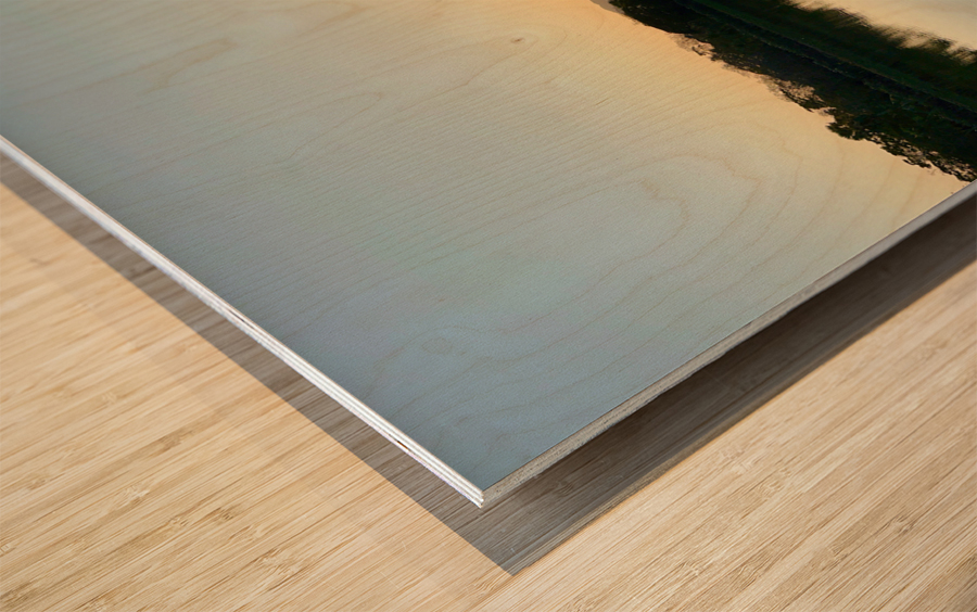 Sunset Hiding Reflection Wood print