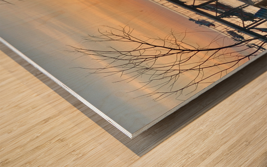 Sunset From the Beach Wood print