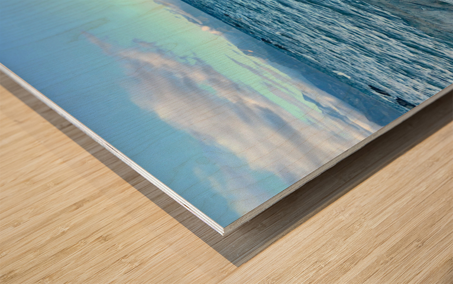 Bird Shaped Wood in Front of the Ocean Wood print