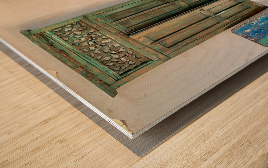 Blue  Green Old Wooden Furniture Wood print