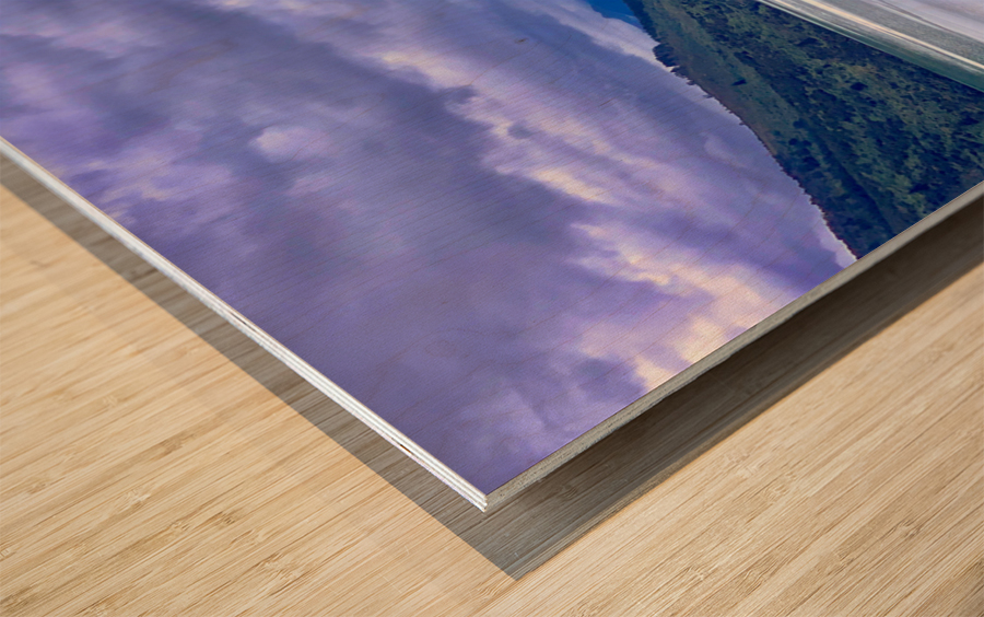 Grey Sky Over the Lake Wood print