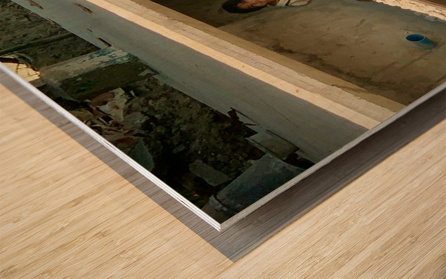 Little Girl Hiding from the Train Wood print