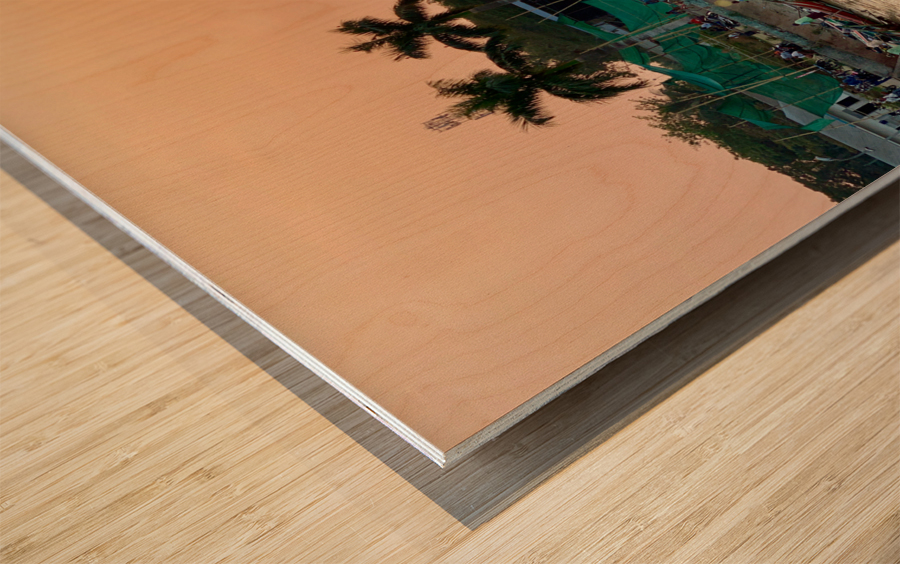 Sunset for the Boatmen Wood print