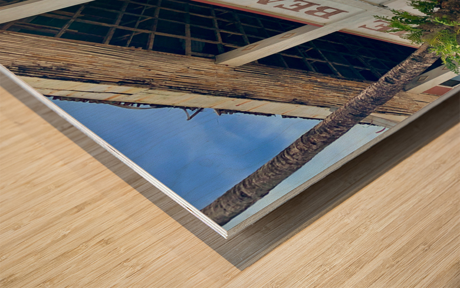 White Beach Building Wood print
