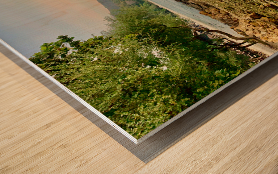 Rocky Beach at Sunset Wood print