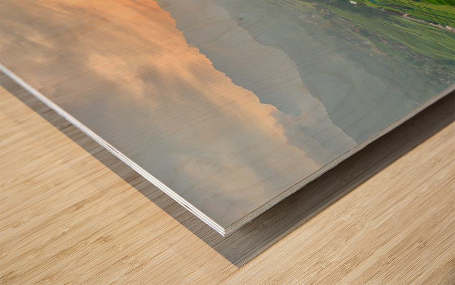 Sunset Over Sapa Rice Field Wood print