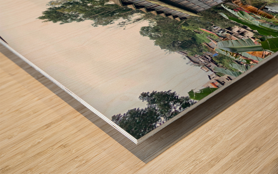 Blue House by the River 1 Wood print