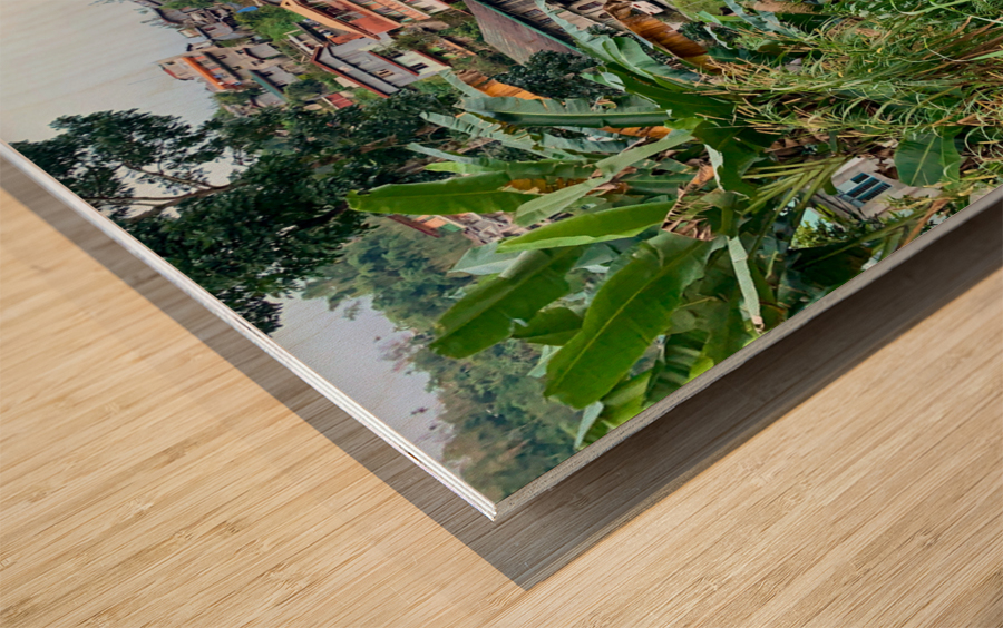 Blue House by the River 2 Wood print