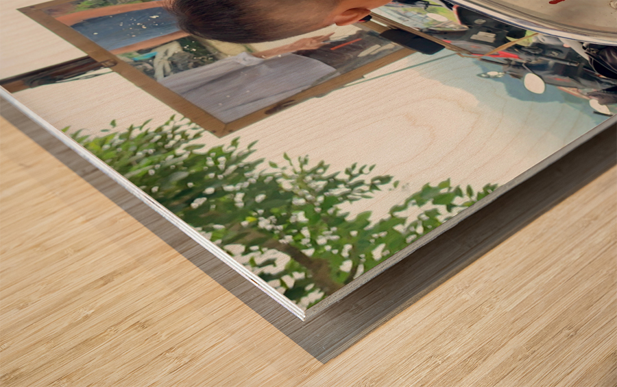 Haircut Outside Wood print