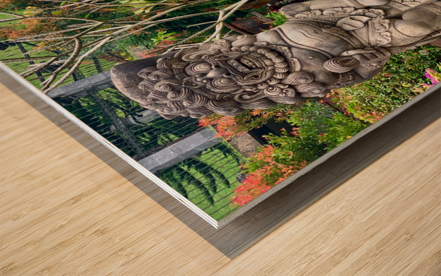 Indonesian Statue in the Garden Wood print