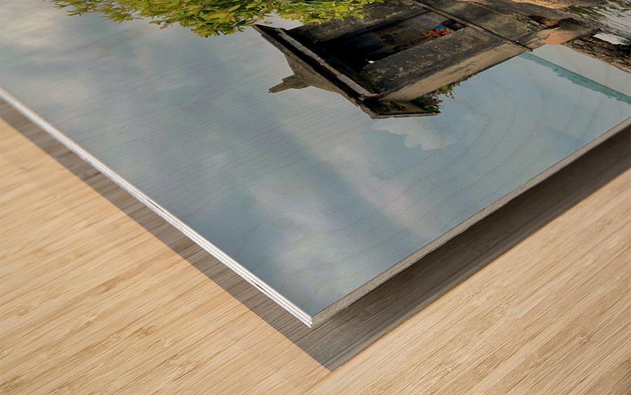 Mini Temple on the Lake Sri Lanka Wood print