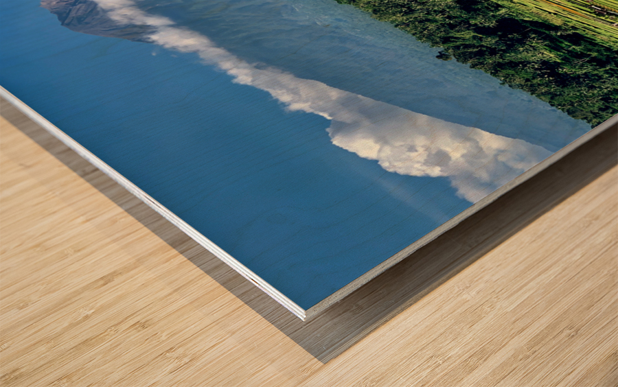 Mount Agung with Rice Fields Bali Wood print